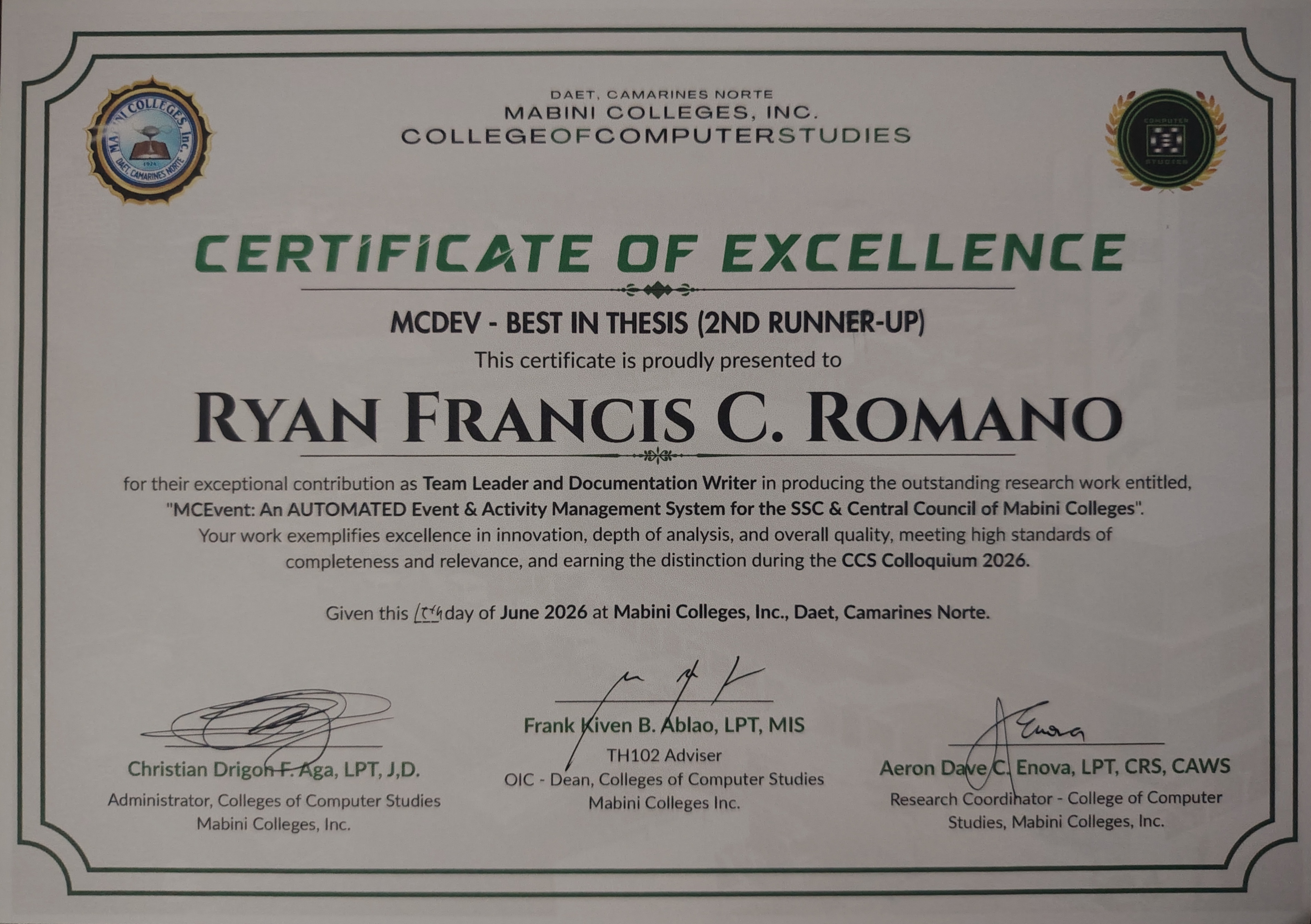 Best in Thesis