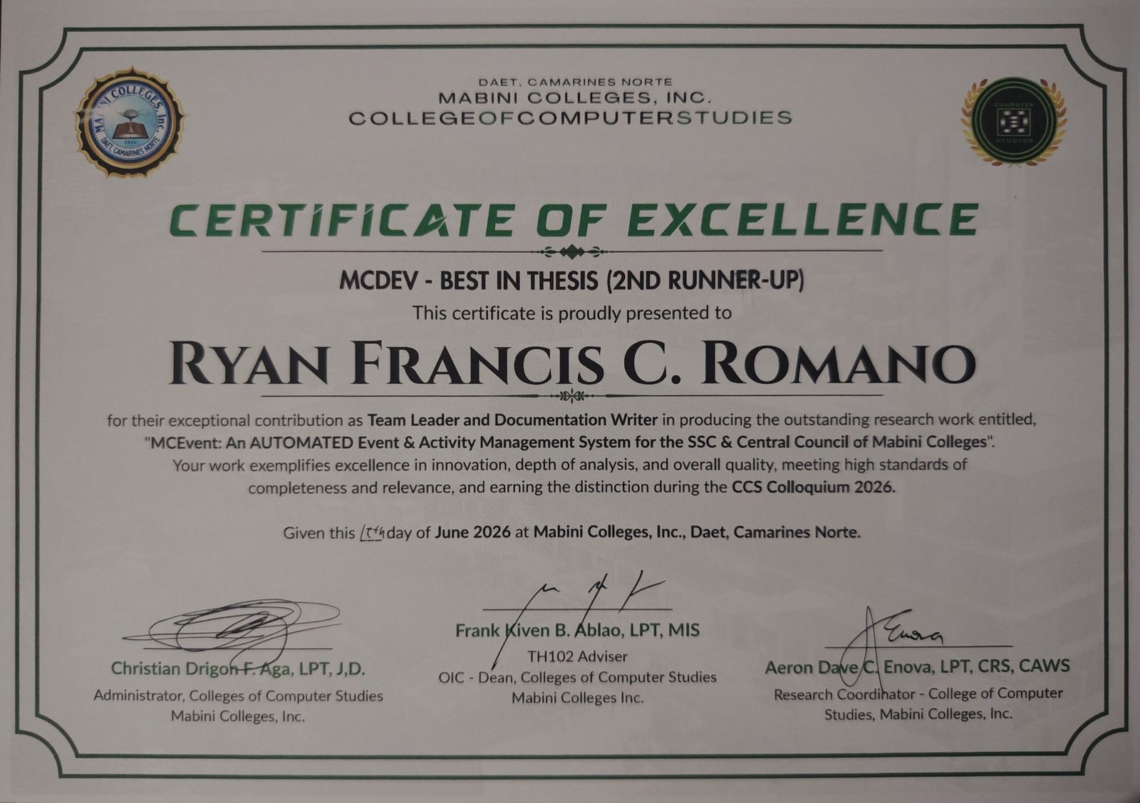 Best in Thesis